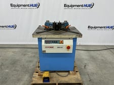 1/4" x 10" x 10" Euromac #250/6S, hydraulic corner notcher, 9.84" x 9.84" blade, 50 SPM, foot pedal'