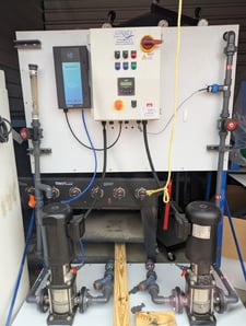 Grundfos #PS-20, industrial dual pump skid system, - CRN3-7 + WEG Motors + DELozone 50 + Control Panel