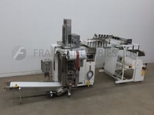 Circle #V12S, 4-up, servo driven, single fold, form, fill, seal towelette machine, up to 50 cycles/min.