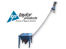 2" diameter x 10.1' long, Taylor Products, flex auger screw conveyor with loading hopper