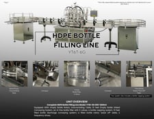 Susa #YT6t-6G, complete HDPE bottle filling line, 6-valve bottom-up filler, capper, unscrambler
