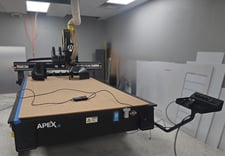 MultiCam Apex #3R, CNC router, 5' x10'tbl., 16.1 HP HSD spindle, 25 HP Kinetic vacuum pump, Multicam High