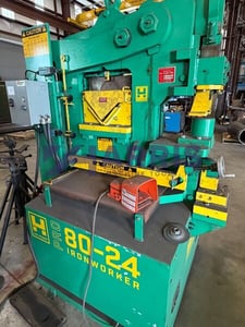 6" x 6" x 1/2" Uni-Hydro #PRO-80-24, Hydraulic Ironworker, 80 ton, 9" throat depth, 2000 psi hydraulics
