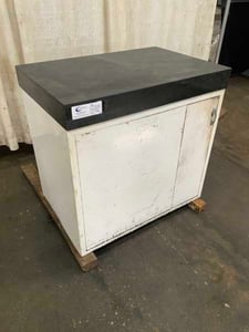 24" x 36" x 8" Black granite surface plate with cabinet, grade B