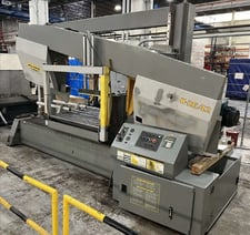 26" x 44" Hyd-Mech #H-26/42, dual column horizontal band saw, 2-5/8" x 33' blade, 300 SFM, 20 HP, 38" wheel