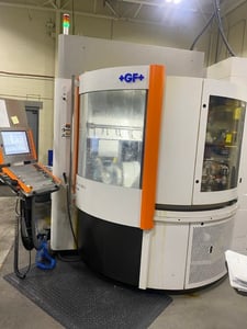 GF Mikron #MILL-X-400U, 5-Axis vertical machining center, 19.6" X, 9.4" Y, 14.1" Z, 42000 RPM, 68 automatic