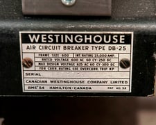 600 Amps, Westinghouse, DB-25, manually operated, Draw Out, AC-Pro Trip Unit