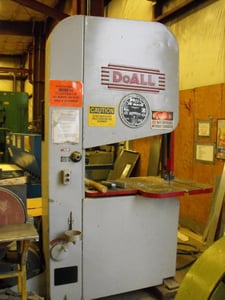 DoAll #36-R, vertical bandsaw, 19' 1" x .75" blade, 36" wheel, 7.5 HP, 1951
