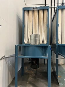 5000 cfm Belfab #BEL150, inside baghouse dust collector, 329 sq.ft., filter bag, interior, 15 HP, 2020