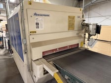 53" Heesemann #LSM-8, 4-head wide belt sander, crossbelt drum, combination, cleaning brush head, 2004