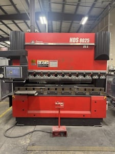 80 Ton, Amada #HDS-8025NT, 5-Axis CNC Hydraulic Press Brake, 108" bed length, 87" between housings, 7.8"