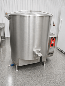 100 gallon Vulcan Hart #GT100E, fully jacketed, self contained, Natural gas stationary steam kettle