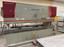 250 Ton, Accurpress #725012, cnc press brake, 12' overall, 124" between housing, 8" stroke, 10" throat, 16"