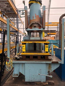 150 Ton, Farquhar, hydraulic C-frame press, 16" stroke, 18' throat, 72" x 36" bed area, 96 IPM