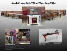 Atech #Crater-06A/550, cast aluminum table, accurate angle setting w/ lock pins, fully guarded saw blade, top