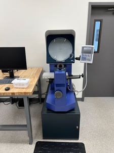 14" Mitutoyo #PH-A14, horizontal profile projector, 16" x6" table, 8" X, 4" Y, 10x lens, digital read out