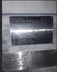 1250 HP 1185 RPM Siemens, Frame 5812S, Induction Motor, 4160 Volts