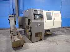 Hardinge #SGSS-42, CNC lathe, GE Fanuc Series 18-T, multi-position tool changer, chip conveyor