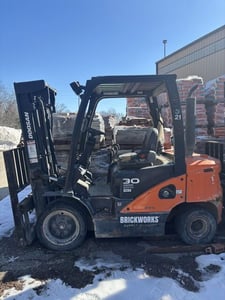6000 lb. Daewoo Doosan #D30S-7, pneumatic tire forklift, diesel, 61 HP, 2017, AS IS, 108448