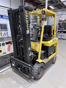 5000 lb. Hyster #E-50-XM2, electric forklift, 36/48 V., 100 FPM, 48" forks, side shift, solid tires, battery