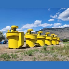 Outokumpu #OK-5-TC, Flotation Tank Cells, 176 Cu. Ft./Cell, 6' 6" diameter x 7' Deep, 15 HP, 575 V., 3 Ph. (6