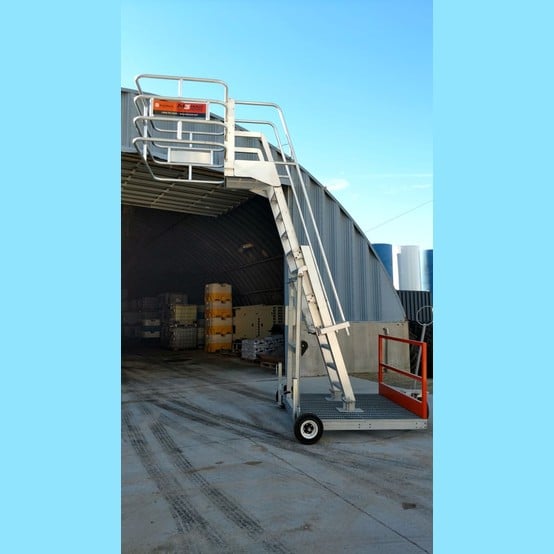 SafeRack #ROLLING LADDER, Rolling Platform Ladder, 500 lb. Capacity, 42" Safety Cage, Self-Supporting, 2014