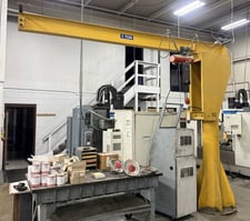 1 Ton, Abell-Howe, free standing 360&deg; swing jib crane, 159" overall length of arm, 120" travel on arm