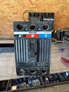 150 Amps, GE/ABB, THQD32150, Molded Case Circuit Breaker, 240 VAC, 3-pole
