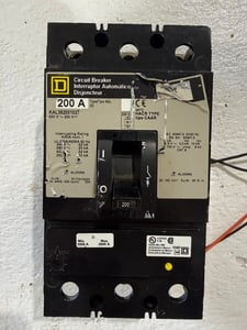 200 Amps, Square D, KAL362001027, Molded Case Circuit Breaker, 600 VAC, 3-pole