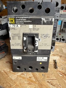 70 Amps, Square D, KAL36070, Molded Case Circuit Breaker, 600 VAC/250 VDC, 3-pole