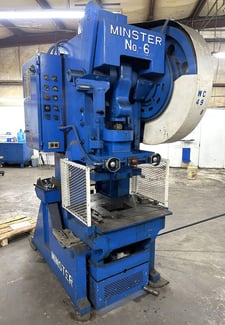 60 Ton, Minster #6, OBI Flywheel Press, 3" stroke, 12.5" Shut Height, 3" adj., 90 SPM, 15" between housing