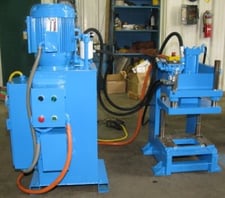 18 Ton, Parker, c frame bench top press, 17.5" x16" bolster, 12.5" daylight, 6" stroke, 4" bore, 15 HP