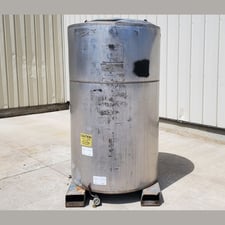 475 gallon Stainless Steel portable tank, 42" diameter x 6' tall, flat bottom, 2" drain