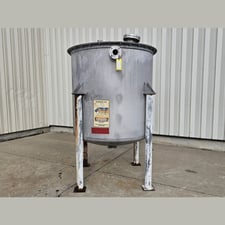 630 gallon Stainless Steel tank, 60" diameter x 58" straight side, bolted top cover, dished bottom