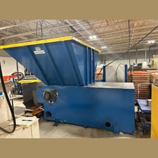 Challenger #CG300-3037-S-T, Single Shaft Shredder, 14" Rotor, 96" x 72" Hopper, 60 HP, 480 V., w/Conveyor &