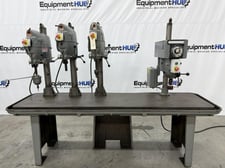 Delta, 4 head gang vari-speed drill press station, 95-3/8" x 23-1/2" table surface