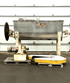 80 cu.ft. J.h. Day, Stainless steel ribbon blender, 96" x 36" x 40" ID tank, 6" discharge