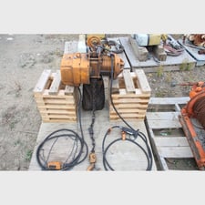 2 Ton, Kito #ES020S, overhead chain hoist, 4 HP electric motor, 575 V., 3-phase, 10' lift