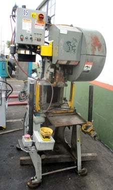 15 Ton, Benchmaster, OBI pneumatic punch press, 3" stroke, single crank, flywheel, OSHA controls
