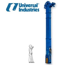 Universal Industries #U2-800ED, bucket elevator, 21' discharge height, Carbon Steel, 1 HP, 230/460 V.