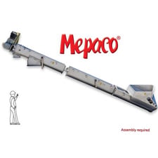 18" diameter x 27.7' long, Mepaco #185, Stainless Steel incline screw auger conveyor, 3-section, 20 HP
