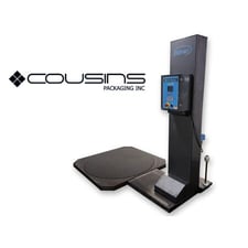 Cousins #LP2100-SRT, semi-automatic low-profile stretch wrapper, 4000 lb., 50" W x 50" L x 80" H, 115 V.