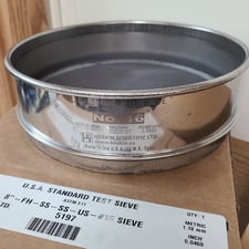 Test Sieve Package, 8" diameter x 2" H, USA Standard, stainless steel, assorted mesh sizes (54 available)