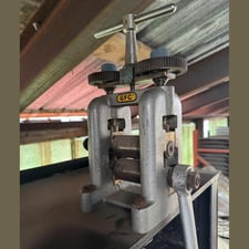 Filli Cavallin, 3" rolling mill, steel alloy gear driven rolls, calibration dial