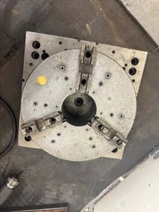 10" 3-Jaw Self-Centering Lathe Chuck #424499-7A, Square Adapter Plate, Approx. 4" Bore