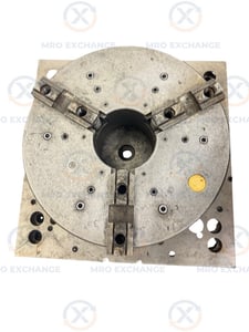 10" 3-Jaw Self-Centering Lathe Chuck #424499-7A, Square Adapter Plate, Approx. 4" Bore