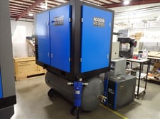 Rogers #KRV-40-125, Rotary Screw Air Compressor, horizontal air receiver tank-mounted, 40 HP, 18,000 hours