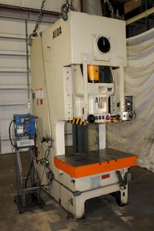 165 Ton, Aida #NC1-150(2), gap frame press, 7.87" stroke, 15.7" Shut Height, 3.9" ram adj., 30-55 SPM, 45"