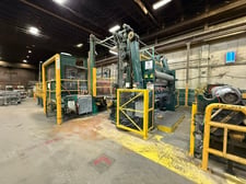 110" Langston #DA, Two Drum Slitter Rewinder, 72" diameter shaftless rewind, 150 HP, Mario Cotta slitting