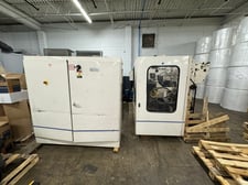 42" Elsner #ENR-1000, automatic rewinder for nonwoven wipes, 400 FPM, 10" diameter rewind, 8 slitters
